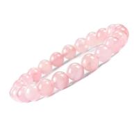 Espiritualmente bien Pulsera de perlas auténticas de 8 mm AA con flor de la vida y bolsa de regalo auténtica joya natural. Regalo perfecto para Navidad., 16 mm, Piedra, Cuarzo rosa