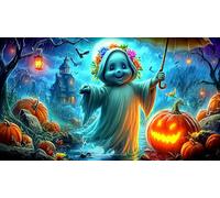 Espíritus de Calabaza de Halloween 1000 Piezas Puzzle Papel Reciclado Desafío de Juego Educativo Regalo Divertido & Actividad en casa para Adultos y niños 38x52cm/1000pcs