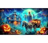 Espíritus de Calabaza de Halloween 1000 Piezas Puzzle para Adultos y niños de 12 años y más Papel Reciclado Juego Familiar Divertido & desafiante 38x52cm/1000pcs
