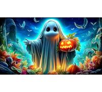 Espíritus de Calabaza de Halloween Papel Reciclado Juego de Puzzle 1000 Piezas Desafío de Juego Educativo Regalo Divertido & Actividad en casa para Adultos 70x50cm/1000pcs