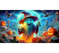 Espíritus de Calabaza de Halloween Puzzle de 1000 Piezas para Adultos - Papel Reciclado Regalo Divertido & Juego Familiar Estimulante 38x26/1000pcs