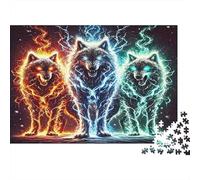 Espíritus Lobo Fuego Puzzles Imposible,desafío for Adults Animales Entretenimiento Creativo 1000 Piezas Obra De Arte De Juego De para Adultos Y Niños 70x50cm/1000pcs