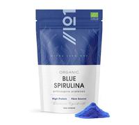 Espirulina azul orgánica en polvo 100g - 100% ficocianina natural para batidos - Colorante alimentario y ingrediente azul vibrante - Rico en proteínas - Bolsa resellable y reciclable de Alpha01