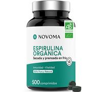 Espirulina Ecológica Pura | 500 Comprimidos de 500 mg | Rico en Proteínas, Ficocianina, Minerales y Vitaminas | Detox, Energía, Vitalidad | 100% Vegano | NOVOMA (ex Nutrivita)