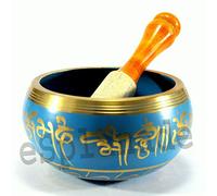 eSplanade - 4 pulgadas - Instrumento de oración budista tibetana del cuenco con canto | OM Bell | OM Bowl | Tazón de meditación | Terapia musical (azul)