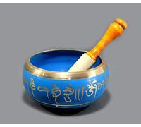 eSplanade - 5 pulgadas - Instrumento de oración budista tibetana del cuenco con canto | OM Bell | OM Bowl | Tazón de meditación | Terapia musical (azul)