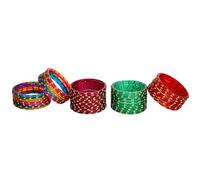 ESPLANADE Chudi - Juego de pulseras de cristal de diseño, para mujer, con purpurina, multicolor, tradicionales, 48 unidades (12 de cada color), 2,6 (2/6) de diámetro de 2,4 pulgadas, One Size, Vidrio
