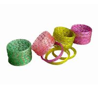 ESPLANADE Chudi - Juego de pulseras de cristal de diseño, para mujer, con purpurina, multicolor, tradicionales, 48 unidades (12 de cada color), 2,6 (2/6) de diámetro de 2,4 pulgadas, One Size, Vidrio