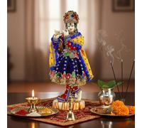 ESPLANADE Escultura de Estatua de ídolo de Lord Kishan Krishna Murti Tallada a Mano, Resina, 28 cm, Multicolor