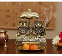 ESPLANADE Escultura de latón Puri Jagannath Balaram y Subhadra Maa Ídolo Murti - Dorada - 13,3 cm (5,25 pulgadas)