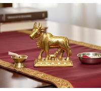 eSplanade Escultura de vaca y becerro Kamdhenu de latón - 6,5 cms | Kamadhenu ídolo auspicioso | Estatua de la buena fortuna