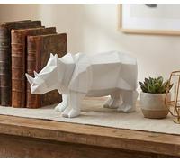 eSplanade Figura de resina de rinoceronte de rinoceronte | Artículos decorativos - Decoración del hogar | Blanco - 10 pulgadas de longitud