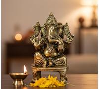 eSplanade Ganesha Brass Showpiece | Decoración del hogar | Ganesh Ganesha Ganpati Ganapati Murti Idol (Ganesha clásico)