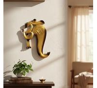 eSplanade Ganesha Ganesh Colgante de pared para puerta | OM Aum Colgante de pared | Accesorios decorativos - Decoración del hogar | Madera - 11.5 pulgadas - Dorado