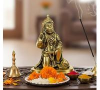 eSplanade God Brass Collectible Handicraft, Hecho de latón sólido 100% | Pooja Praying Idol | Decoración del hogar. (4,75" Hanuman)