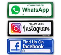 eSplanade Juego de 4 calcomanías adhesivas para letrero de WhatsApp de Facebook (9 x 3 pulgadas)