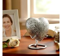 Esplanade Mini urna de cremación de latón en Forma de corazón, Recipiente conmemorativo de Recuerdo | urna pequeña para Cenizas funerarias | Recuerdo de Metal Texturizado con Soporte | Plata, 2.75