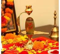 eSplanade Narmadeshwar Shiva Lingam Shiv Ling con jarra de agua de latón y Trishul - 5.25 pulgadas