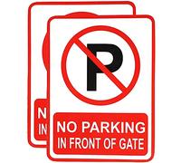 eSplanade Pegatina de señal roja y blanca con texto en inglés "No Parking in Front of Gate", fácil de montar, resistente a la intemperie, tinta de larga duración (tamaño 19 x 14 cm)