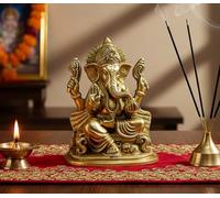 ESPLANADE - Pieza de exposición de latón Ganesha de 5 cm | Decoración del hogar | Ganesh Ganesha Ganpati Ganapati Murti Idol (Sentado Ganesha)