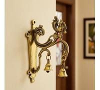 eSplanade Soporte de pared de latón para colgar lámpara Diya | Decoración de pared | Pavo real con campanas - 8.5 pulgadas