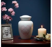 ESPLANADE Tarro de recuerdo para cenizas humanas para cremación, urna funeraria, color blanco, 6 pulgadas (tamaño mediano)