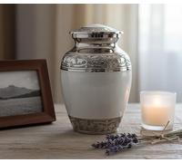 eSplanade Tarro de urna de cremación de latón Blanco | Urna de Metal | Urna de entierro | Urna Conmemorativa - 6 Pulgadas