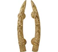 eSplanade - tiradores de latón (2 pzas) | juegos de asas | tusker estilo ganesha tallado | decoración de puertas | tiradores de puerta de latón (11 pulgadas)