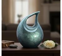 ESPLANADE Urna de cremación conmemorativa para cenizas humanas | Urnas funerarias de entierro | Urna de cremación de oreja | Metal - Gris tallado - 10 pulgadas