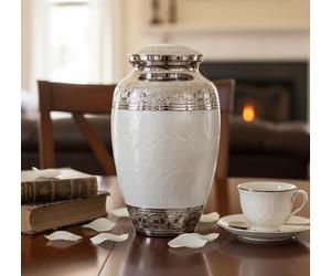 eSplanade Urna de Cremación de Latón Blanco - Contenedor Conmemorativo | Urna de Metal | Frasco de Recipiente para Entierro (Blanco)