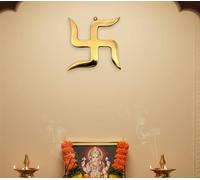 eSplanade Yantra de latón con esvástica Sathiya para colgar en la pared, 5.5 pulgadas, Vastu, Fengshui, buena suerte, símbolos religiosos auspiciosos, ídolos Pooja, decoración del hogar