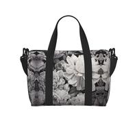 Espléndida bolsa de viaje con estampado floral de grafito, ideal para escapadas deportivas de fin de semana, Negro -, Talla única