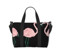 Espléndida bolsa de viaje pintada a mano, con estampado de flamencos, para gimnasio y viajes, ideal para escapadas deportivas de fin de semana, color negro, talla única, Black, Talla única