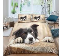 ESPLJQRYX Border Collie Pet Funda Edredon Microfibra Suave Juego de 3 Piezas Estampado 3D Border Collie Pet Funda de Edredón con Funda de Almohada Lavables Suave for Adolescentes Double（200x200cm）