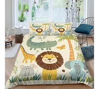 ESPLJQRYX Cartoon Jungle Design Funda de Edredón Juego de 3 Piezas Diseño 3D con Cremallera Dibujo Animado Jungle Design Funda Edredon Incluye Fundas de Almohada Lavables for Familia （140x200cm）