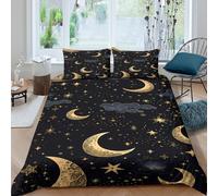 ESPLJQRYX Celestial Night Sky Funda Edredon 3 Piezas Compuesto Impresión 3D Cierre de Celestial Nocturno Sky Funda de Edredón Funda de Almohada a Juego Lavables for Adolescentes Super King（260x220cm）