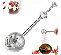 Espolvoreador de Azúcar espolvoreador cacao Inoxidable 304 - Tamizador de Harina con Mango de Resorte para Operación con Una Mano - Varita Dispensadora de Especias para Repostería y Cocina