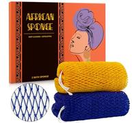 Esponja africana auténtica, 2 esponjas exfoliantes africanas reales con nudos, paños de red africanos para exfoliante corporal, exfoliante de espalda para ducha