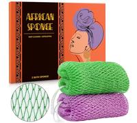 Esponja africana auténtica, 2 esponjas exfoliantes africanas reales con nudos, red de exfoliación de espalda afro para exfoliante corporal, paño de lufa de baño para artículos esenciales de ducha