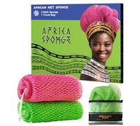 Esponja africana auténtica - 2 piezas exfoliante corporal esponja de baño camelia y verde, paño de limpieza de espalda para ducha, exfoliante africano real, accesorio de baño para el cuidado del
