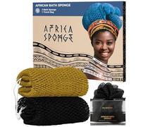 Esponja africana auténtica - 2 piezas exfoliante corporal esponja de baño negro y dorado antiguo - paño de limpieza de espalda para ducha - Exfoliante africano real exfoliante para cuidado corporal