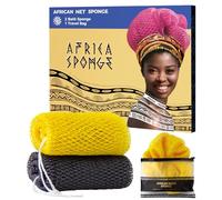 Esponja africana auténtica - 2 piezas exfoliante corporal esponja de baño York&Slate - Paño de limpieza de espalda para ducha - Exfoliante africano real, accesorio de baño para el cuidado del cuerpo