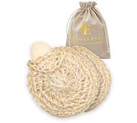 Esponja corporal natural tejida a mano de sisal, esponja de ducha orgánica hecha de fibras de agave de primera calidad, estilo árabe-turco con bolsa de jabón de barra, limpiador corporal natural para