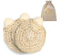 Esponja corporal natural tejida a mano de sisal, esponja de ducha orgánica hecha de fibras de agave de primera calidad, estilo árabe-turco con bolsa de jabón de barra, limpiador corporal natural para