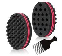 Esponja de agujeros grandes para cabello, esponja giratoria, cepillo de esponja mágica, esponja afro para rizos con peine de 6.29 pulgadas (2 unidades)