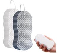Esponja de baño exfoliante mágica, 2025, exfoliante corporal mágico, exfoliante 3D, esponja de baño exfoliante supersuave, agradable a la piel y reutilizable para adultos y niños (2PCS Blanco+gris)