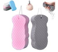 Esponja de baño exfoliante mágica, esponja de baño 3D súper suave para el cuerpo, agradable a la piel y reutilizable, esponja de ducha para baño, mujeres, hombres, niños (2 unidades-B)