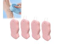 Esponja de Baño Exfoliante Mágica, Esponja de Baño Exfoliante 3D Super Suave, Esponja de Ducha para el Cuerpo, Esponja Exfoliante Quita Pieles Muertas para Adultos Niños (Rosa 4pcs)
