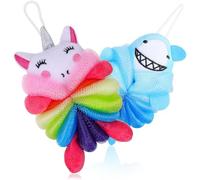Esponja de Baño Infantil 2 Piezas Pe Forma de Tiburón y Unicornio
