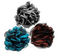 Esponja de baño y ducha de lufa, 75 g, ramo de ducha de puf de malla exfoliante, paquete de 3 lavados corporales para mujeres y hombres